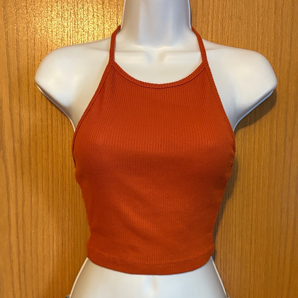 Better Be size small rustic  Orange Ribbed Halter Top